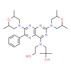 ChemSpider 2D Image | 1-{[2,7-Bis(2,6-dimethyl-4-morpholinyl)-6-phenyl-4-pteridinyl](2-hydroxyethyl)amino}-2-methyl-2-propanol | C30H43N7O4