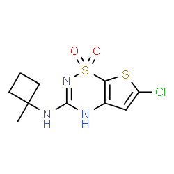 ChemSpider 2D Image | 6-chloro-3-(1-methylcyclobutyl)amino-4H-thieno(3,2-e)-1,2,4-thiadiazine 1,1-dioxide | C10H12ClN3O2S2