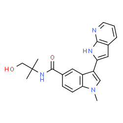 ChemSpider 2D Image | N-(2-hydroxy-1,1-dimethylethyl)-1-methyl-3-(1H-pyrrolo[2,3-b]pyridin-2-yl)-1H-indole-5-carboxamide | C21H22N4O2