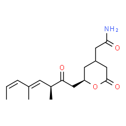ChemSpider 2D Image | 2-{(2R)-2-[(3S,4E,6Z)-3,5-Dimethyl-2-oxo-4,6-octadien-1-yl]-6-oxotetrahydro-2H-pyran-4-yl}acetamide | C17H25NO4