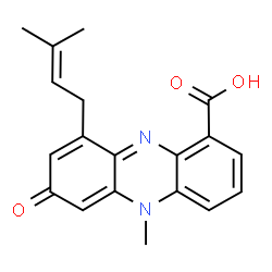 ChemSpider 2D Image | 5-Methyl-9-(3-methyl-2-buten-1-yl)-7-oxo-5,7-dihydro-1-phenazinecarboxylic acid | C19H18N2O3