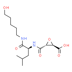 ChemSpider 2D Image | (2R,3R)-3-({(2S)-1-[(5-Hydroxypentyl)amino]-4-methyl-1-oxo-2-pentanyl}carbamoyl)-2-oxiranecarboxylic acid | C15H26N2O6
