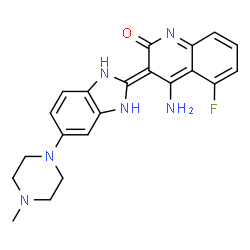 ChemSpider 2D Image | (3E)-4-Amino-5-fluoro-3-[5-(4-methyl-1-piperazinyl)-1,3-dihydro-2H-benzimidazol-2-ylidene]-2(3H)-quinolinone | C21H21FN6O