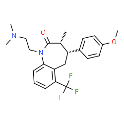 ChemSpider 2D Image | (3R,4R)-1-[2-(Dimethylamino)ethyl]-4-(4-methoxyphenyl)-3-methyl-6-(trifluoromethyl)-1,3,4,5-tetrahydro-2H-1-benzazepin-2-one | C23H27F3N2O2