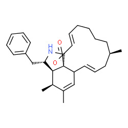 ChemSpider 2D Image | (3S,3aR,4S,7E,10R,15E,17aS)-3-Benzyl-4,5,10-trimethyl-3,3a,4,6a,9,10,11,12,13,14-decahydro-1H-cyclotrideca[d]isoindole-1,17(2H)-dione | C29H37NO2