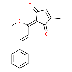 ChemSpider 2D Image | (2E)-2-[(2E)-1-Methoxy-3-phenyl-2-propen-1-ylidene]-4-methyl-4-cyclopentene-1,3-dione | C16H14O3