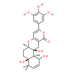 ChemSpider 2D Image | (1R,4aR,6aR,12aS,12bS)-1,4a,12a-Trihydroxy-4,4,6a,12b-tetramethyl-9-(3,4,5-trimethoxyphenyl)-1,4a,5,6,6a,12,12a,12b-octahydro-4H,11H-benzo[f]pyrano[4,3-b]chromen-11-one | C29H36O9