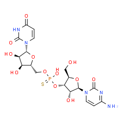 ChemSpider 2D Image | O-[(2R,3S,4R,5R)-5-(4-Amino-2-oxo-1(2H)-pyrimidinyl)-4-hydroxy-2-(hydroxymethyl)tetrahydro-3-furanyl] O-{[(2R,3S,4R,5R)-5-(2,4-dioxo-3,4-dihydro-1(2H)-pyrimidinyl)-3,4-dihydroxytetrahydro-2-furanyl]me
thyl} hydrogen phosphorothioate | C18H24N5O12PS