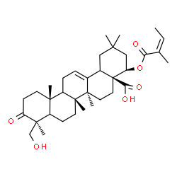 ChemSpider 2D Image | (5xi,9xi,18xi,22beta)-24-Hydroxy-22-{[(2Z)-2-methyl-2-butenoyl]oxy}-3-oxoolean-12-en-28-oic acid | C35H52O6
