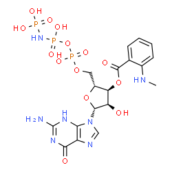 ChemSpider 2D Image | 3'-O-(N-Methylanthraniloyl)-Beta:gamma-Imidoguanosine-5'-Triphosphate | C18H24N7O14P3