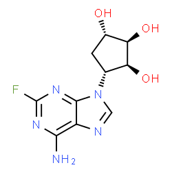 ChemSpider 2D Image | (1S,2R,3S,4R)-4-(6-Amino-2-fluoro-9H-purin-9-yl)-1,2,3-cyclopentanetriol | C10H12FN5O3