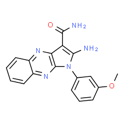 ChemSpider 2D Image | 2-Amino-1-(3-methoxyphenyl)-1H-pyrrolo[2,3-b]quinoxaline-3-carboxamide | C18H15N5O2