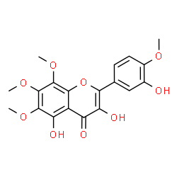 ChemSpider 2D Image | 3,5-Dihydroxy-2-(3-hydroxy-4-methoxyphenyl)-6,7,8-trimethoxy-4H-chromen-4-one | C19H18O9
