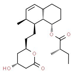 ChemSpider 2D Image | (1S,7S,8S,8aS)-8-{2-[(2R,4R)-4-Hydroxy-6-oxotetrahydro-2H-pyran-2-yl]ethyl}-7-methyl-1,2,3,4,4a,7,8,8a-octahydro-1-naphthalenyl (2S)-2-methylbutanoate | C23H36O5