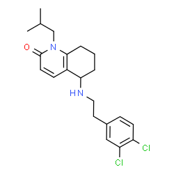 ChemSpider 2D Image | 5-{[2-(3,4-Dichlorophenyl)ethyl]amino}-1-isobutyl-5,6,7,8-tetrahydro-2(1H)-quinolinone | C21H26Cl2N2O