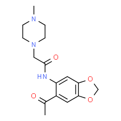 ChemSpider 2D Image | N-(6-Acetyl-1,3-benzodioxol-5-yl)-2-(4-methyl-1-piperazinyl)acetamide | C16H21N3O4