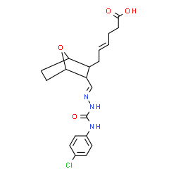ChemSpider 2D Image | 6-(3-(((((4-Chlorophenyl)amino)carbonyl)hydrazono)methyl)-7-oxabicyclo(2.2.1)hept-2-yl)-4-hexenoic acid | C20H24ClN3O4