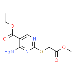 ChemSpider 2D Image | Ethyl 4-amino-2-[(2-methoxy-2-oxoethyl)sulfanyl]-5-pyrimidinecarboxylate | C10H13N3O4S