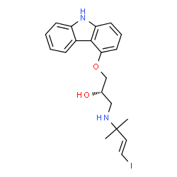 ChemSpider 2D Image | (2S)-1-(9H-Carbazol-4-yloxy)-3-{[(3E)-4-iodo-2-methyl-3-buten-2-yl]amino}-2-propanol | C20H23IN2O2