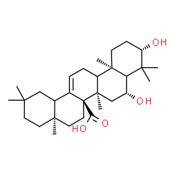 ChemSpider 2D Image | (3beta,5xi,6beta,9xi,18xi)-3,6-Dihydroxyolean-12-en-27-oic acid | C30H48O4
