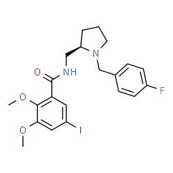ChemSpider 2D Image | N-{[(2R)-1-(4-Fluorobenzyl)-2-pyrrolidinyl]methyl}-5-iodo-2,3-dimethoxybenzamide | C21H24FIN2O3
