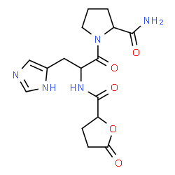 ChemSpider 2D Image | N-[(5-Oxotetrahydro-2-furanyl)carbonyl]histidylprolinamide | C16H21N5O5
