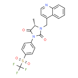 ChemSpider 2D Image | (5S)-5-Methyl-1-(4-quinolinylmethyl)-3-{4-[(trifluoromethyl)sulfonyl]phenyl}-2,4-imidazolidinedione | C21H16F3N3O4S