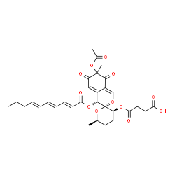 ChemSpider 2D Image | 4-({(3S,3'S,4R,6'R)-7-Acetoxy-4-[(2E,4E,6E)-2,4,6-decatrienoyloxy]-6',7-dimethyl-6,8-dioxo-3',4,4',5',6,6',7,8-octahydrospiro[isochromene-3,2'-pyran]-3'-yl}oxy)-4-oxobutanoic acid | C31H36O12