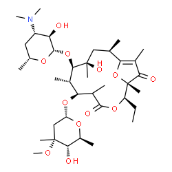 ChemSpider 2D Image | (1S,2R,6S,7S,8R,9R,11R)-8-{[(2S,3R,4S,6R)-4-(Dimethylamino)-3-hydroxy-6-methyltetrahydro-2H-pyran-2-yl]oxy}-2-ethyl-9-hydroxy-6-{[(2R,4R,5S,6S)-5-hydroxy-4-methoxy-4,6-dimethyltetrahydro-2H-pyran-2-yl
]oxy}-1,5,7,9,11,13-hexamethyl-3,15-dioxabicyclo[10.2.1]pentadec-12-ene-4,14-dione | C37H63NO12