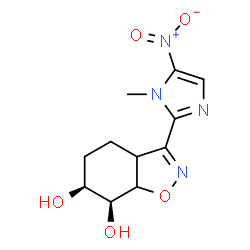 ChemSpider 2D Image | (6S,7S)-3-(1-Methyl-5-nitro-1H-imidazol-2-yl)-3a,4,5,6,7,7a-hexahydro-1,2-benzoxazole-6,7-diol | C11H14N4O5