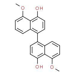 ChemSpider 2D Image | 5,5'-Dimethoxy-1,1'-binaphthalene-4,4'-diol | C22H18O4