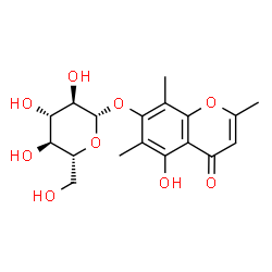 ChemSpider 2D Image | 5-Hydroxy-2,6,8-trimethyl-4-oxo-4H-chromen-7-yl beta-D-glucopyranoside | C18H22O9