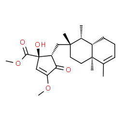 ChemSpider 2D Image | Methyl (1R,5S)-1-hydroxy-3-methoxy-4-oxo-5-{[(1R,2R,4aS,8aS)-1,2,4a,5-tetramethyl-1,2,3,4,4a,7,8,8a-octahydro-2-naphthalenyl]methyl}-2-cyclopentene-1-carboxylate | C23H34O5