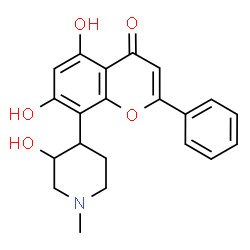 ChemSpider 2D Image | 5,7-Dihydroxy-8-(3-hydroxy-1-methyl-4-piperidinyl)-2-phenyl-4H-chromen-4-one | C21H21NO5
