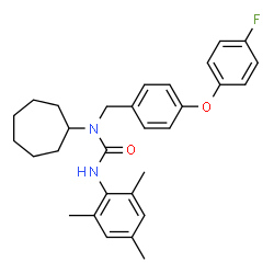 ChemSpider 2D Image | 1-Cycloheptyl-1-[4-(4-fluorophenoxy)benzyl]-3-mesitylurea | C30H35FN2O2