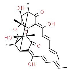 ChemSpider 2D Image | (1S,3R,4R,6Z,7R,8S,10R,11R,13E,14R)-3,10-Dihydroxy-6,13-bis[(2E,4E)-1-hydroxy-2,4-hexadien-1-ylidene]-1,4,8,11-tetramethyl-2,9-dioxapentacyclo[8.4.0.0~3,8~.0~4,14~.0~7,11~]tetradecane-5,12-dione | C28H32O8