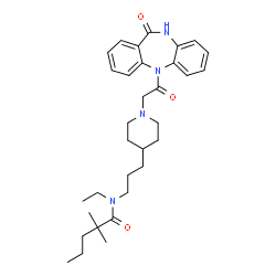 ChemSpider 2D Image | N-Ethyl-2,2-dimethyl-N-(3-{1-[2-oxo-2-(11-oxo-10,11-dihydro-5H-dibenzo[b,e][1,4]diazepin-5-yl)ethyl]-4-piperidinyl}propyl)pentanamide | C32H44N4O3