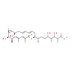 ChemSpider 2D Image | (1R,2R,3R,4E,6E,10S,12E,14E,17R,18R)-10-[(2S)-5,7-Dihydroxy-9-methoxy-6,8-dimethyl-2-decanyl]-2,17-dihydroxy-3,5,7-trimethyl-9,19-dioxabicyclo[16.1.0]nonadeca-4,6,12,14-tetraen-8-one | C33H54O8