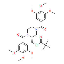 ChemSpider 2D Image | [(2S)-1,4-Bis(3,4,5-trimethoxybenzoyl)-2-piperazinyl]methyl pivalate | C30H40N2O10