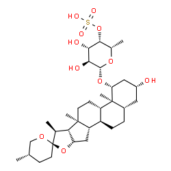 ChemSpider 2D Image | (1beta,3beta,5alpha,25S)-3-Hydroxyspirostan-1-yl 6-deoxy-4-O-sulfo-beta-L-galactopyranoside | C33H54O11S