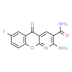 ChemSpider 2D Image | 2-Amino-7-fluoro-5-oxo-5H-chromeno[2,3-b]pyridine-3-carboxamide | C13H8FN3O3