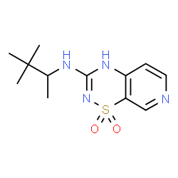 ChemSpider 2D Image | N-(3,3-Dimethyl-2-butanyl)-4H-pyrido[4,3-e][1,2,4]thiadiazin-3-amine 1,1-dioxide | C12H18N4O2S