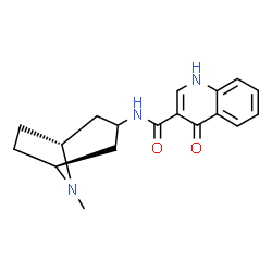 ChemSpider 2D Image | N-[(1R,5S)-8-Methyl-8-azabicyclo[3.2.1]oct-3-yl]-4-oxo-1,4-dihydro-3-quinolinecarboxamide | C18H21N3O2