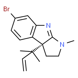 ChemSpider 2D Image | (3aR)-6-Bromo-1-methyl-3a-(2-methyl-3-buten-2-yl)-1,2,3,3a-tetrahydropyrrolo[2,3-b]indole | C16H19BrN2