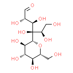 ChemSpider 2D Image | (2S,3R,4R,5R)-2,3,4,5,6-Pentahydroxy-4-[(2R,3R,4S,5S,6R)-3,4,5-trihydroxy-6-(hydroxymethyl)tetrahydro-2H-pyran-2-yl]hexanal | C12H22O11