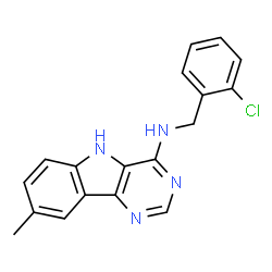 ChemSpider 2D Image | N-[(2-chlorophenyl)methyl]-8-methyl-5H-pyrimido[5,6-b]indol-4-amine | C18H15ClN4