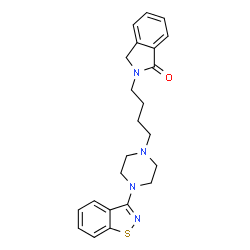 ChemSpider 2D Image | 2-{4-[4-(1,2-Benzothiazol-3-yl)-1-piperazinyl]butyl}-1-isoindolinone | C23H26N4OS