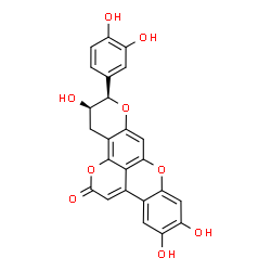ChemSpider 2D Image | (11R,12R)-11-(3,4-Dihydroxyphenyl)-5,6,12-trihydroxy-12,13-dihydro-2H,11H-dipyrano[3,2-b:4',3',2'-mn]xanthen-2-one | C24H16O9