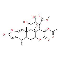 ChemSpider 2D Image | Methyl (1S,3R,4S,5R,8R,9S,10R,13R,16S)-10-acetoxy-3,4-dihydroxy-1,16-dimethyl-11,19-dioxo-6,12,20-trioxahexacyclo[13.7.0.0~2,8~.0~5,9~.0~8,13~.0~17,21~]docosa-17,21-diene-5-carboxylate | C25H28O11