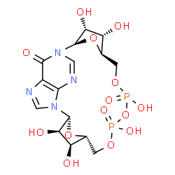 ChemSpider 2D Image | (2R,3R,4S,5R,13R,14S,15R,16R)-3,4,8,10,14,15-Hexahydroxy-7,9,11,25,26-pentaoxa-1,17,19,22-tetraaza-8,10-diphosphapentacyclo[18.3.1.1~2,5~.1~13,16~.0~17,21~]hexacosa-18,20,22-trien-24-one 8,10-dioxide | C15H20N4O14P2